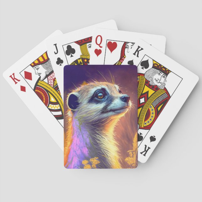 Jeu De Cartes Meerkat Animal Portrait Peinture Faune En Plein Ai (dos)