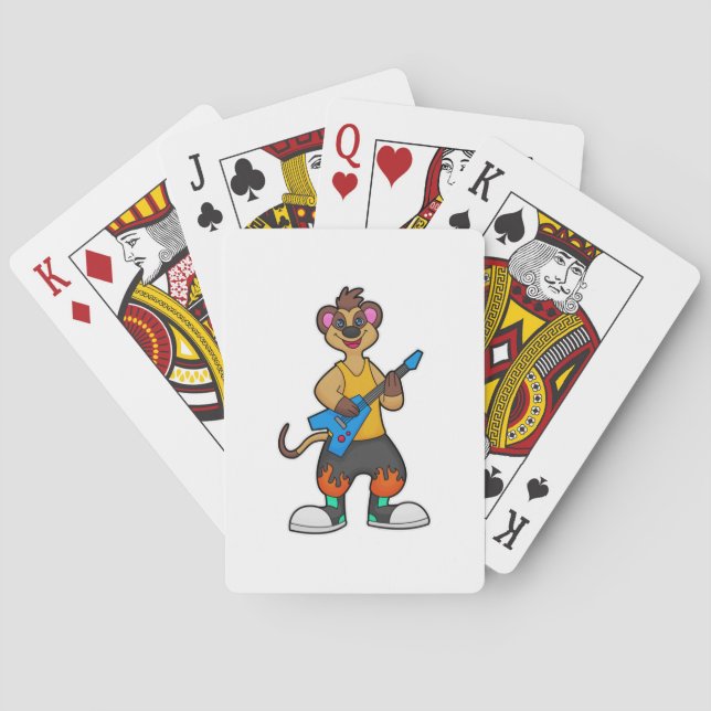 Jeu De Cartes Meerkat comme musicien avec guitare (dos)
