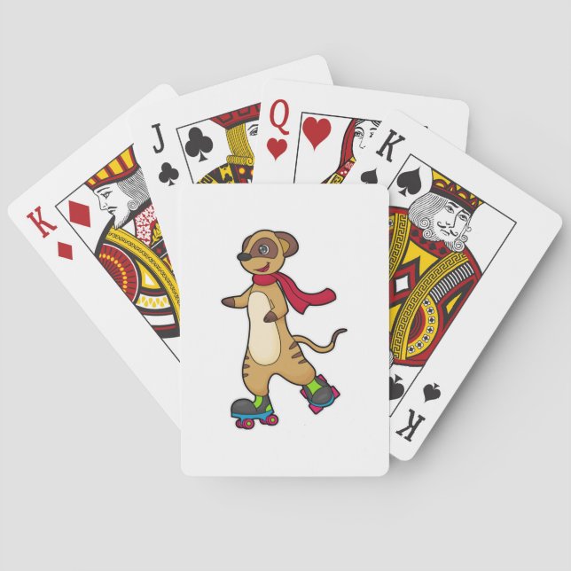 Jeu De Cartes Meerkat comme patineur avec patins à rouleaux (dos)