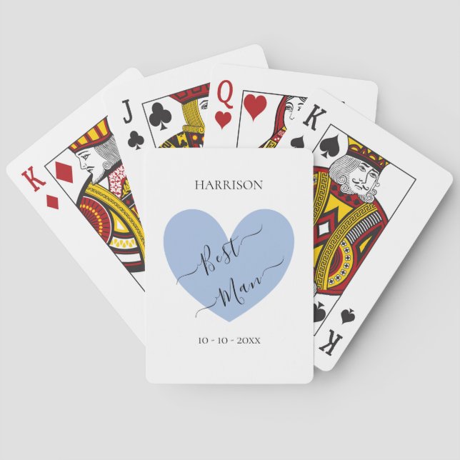 Jeu De Cartes Meilleur Coeur Bleu Homme Personnalisé (dos)