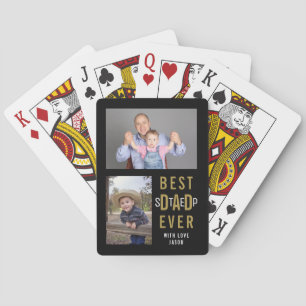 Jeu De Cartes Meilleur Étape Papa Jamais 4 Collage Photo Noir Et