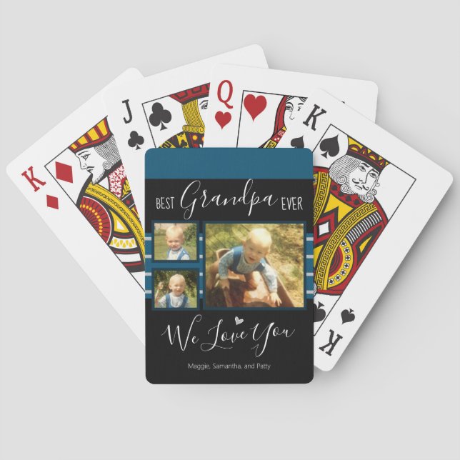 Jeu De Cartes Meilleur Grand-Père Jamais Collage Photo Nom Perso (dos)