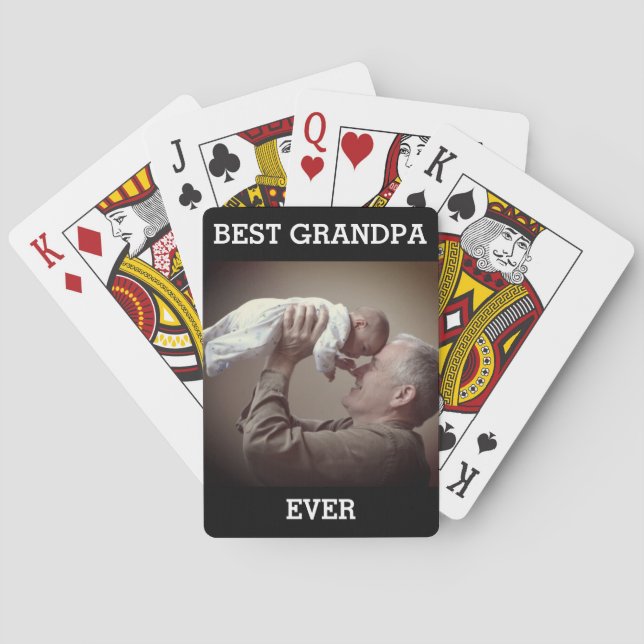 Jeu De Cartes Meilleur Grand-Père Jamais Photo Personnalisée Cré (dos)