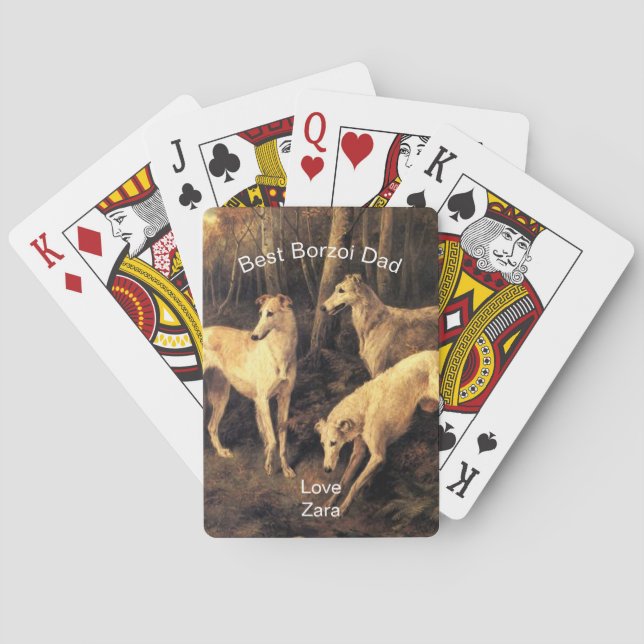 Jeu De Cartes Meilleur Papa Borzoi Personnalisé (dos)