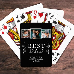 Jeu De Cartes Meilleur papa Famille de feuillage 3 Photo Collage