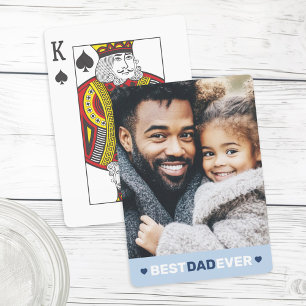 Jeu De Cartes Meilleur papa jamais coeur photo bleu fête des pèr