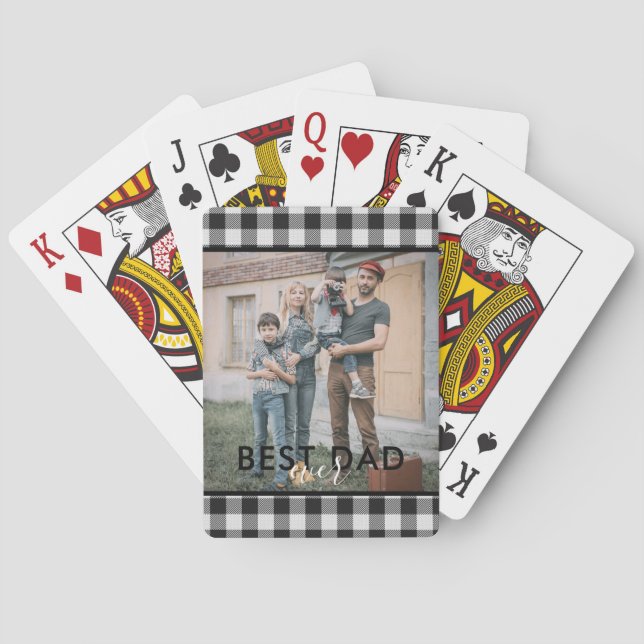 JEU DE CARTES MEILLEUR PAPA JAMAIS NOIR BUFFALO BLANC PLAID PHOT (dos)