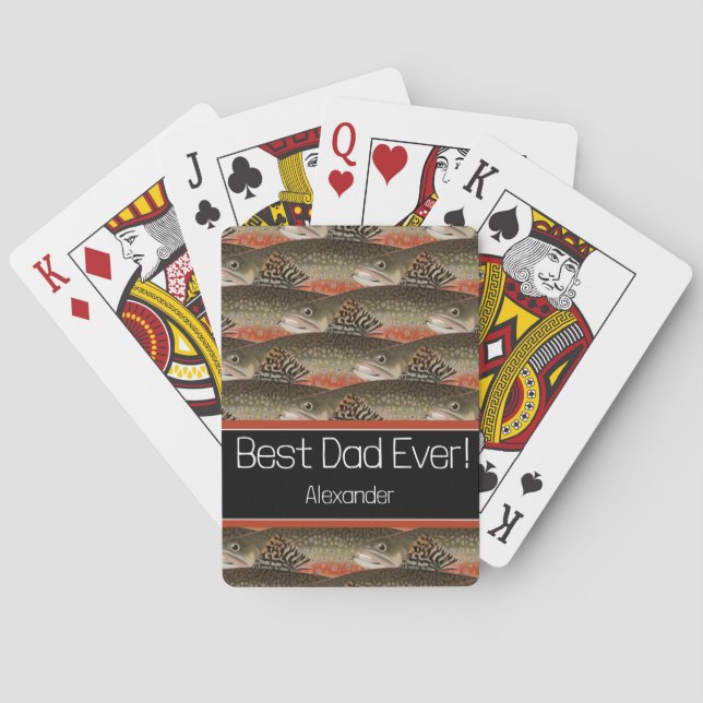 Jeu De Cartes Meilleur papa jamais rouille noire Pêche à la mouc (dos)