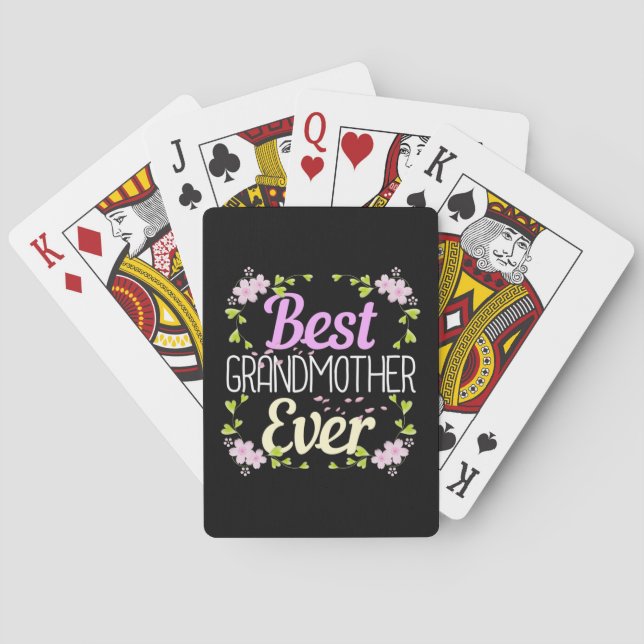 Jeu De Cartes Meilleure grand-mère jamais - Rose Floral (dos)