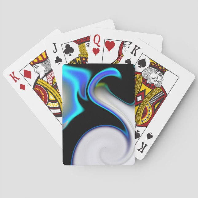 Jeu De Cartes Mélange de lisse avec des courbes de néon bleu sur (dos)