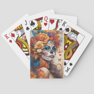 Jeu De Cartes Mémerisation de la femme dans le maquillage crâne 