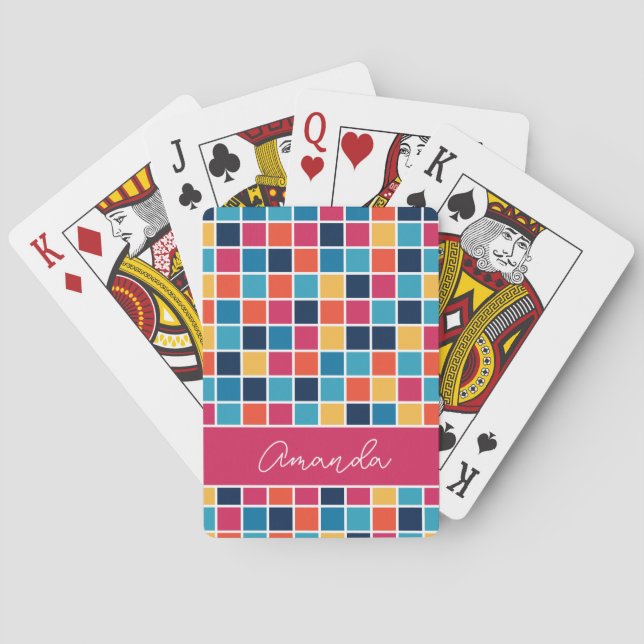Jeu De Cartes Mémoire plaid à damiers motif personnalisée (dos)