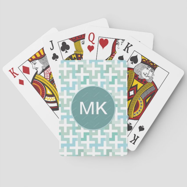 Jeu De Cartes Mer vert géométrique (dos)