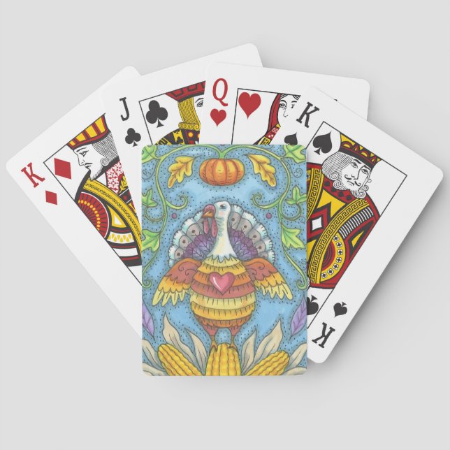 JEU DE CARTES MERCI FOLK ART TURKEY & CORN PLAYCARDS (dos)