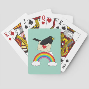 Jeu De Cartes Merle volant au-dessus de l'arc-en-ciel avec lettr