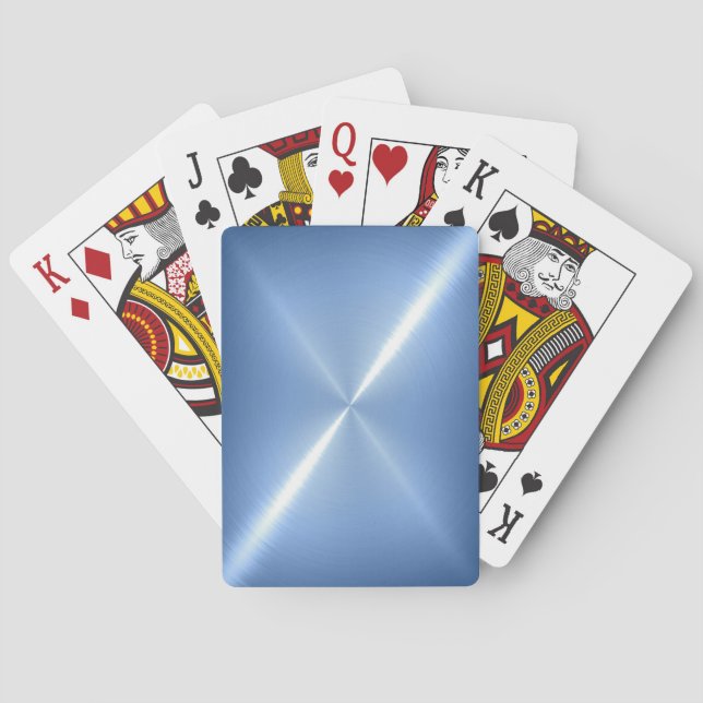 Jeu De Cartes Métal brillant inoxydable de platine bleu (dos)