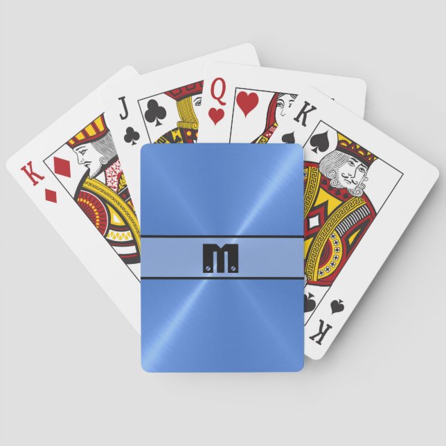 Jeu De Cartes Métal en acier inoxydable brillant bleu 5 (dos)
