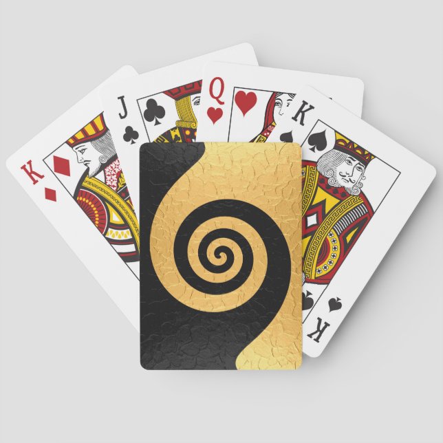 Jeu De Cartes Métal en acier inoxydable or avec Motif spiral (dos)