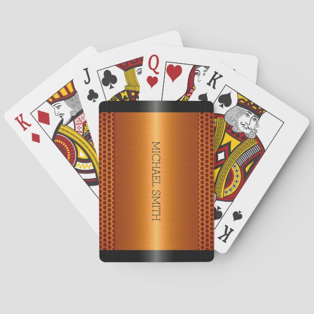 Jeu De Cartes Metal Orange Stainless Steel Metal Look (dos)
