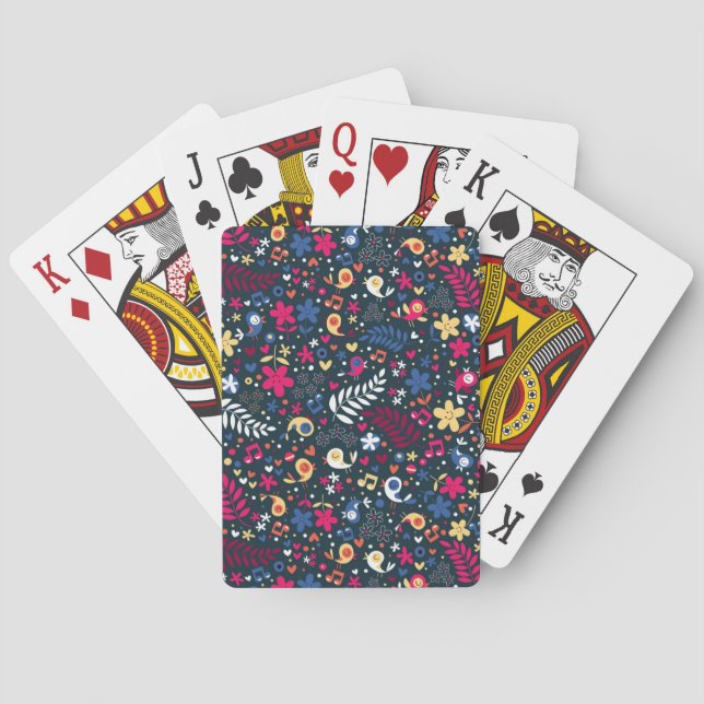 Jeu De Cartes mignon oiseaux et fleurs motif (dos)