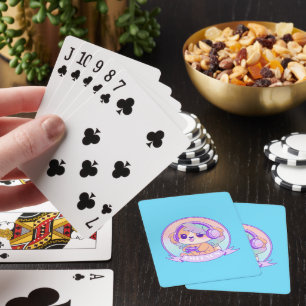 Jeu De Cartes Mignonne gamer fille Kawaii chien avec ailes en Bé