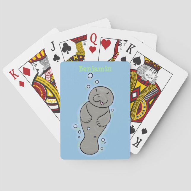 Jeu De Cartes Mignonne manatée bébé avec bulles illustration (dos)
