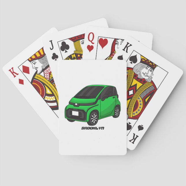 Jeu De Cartes Mignonne micro-voiture verte (dos)