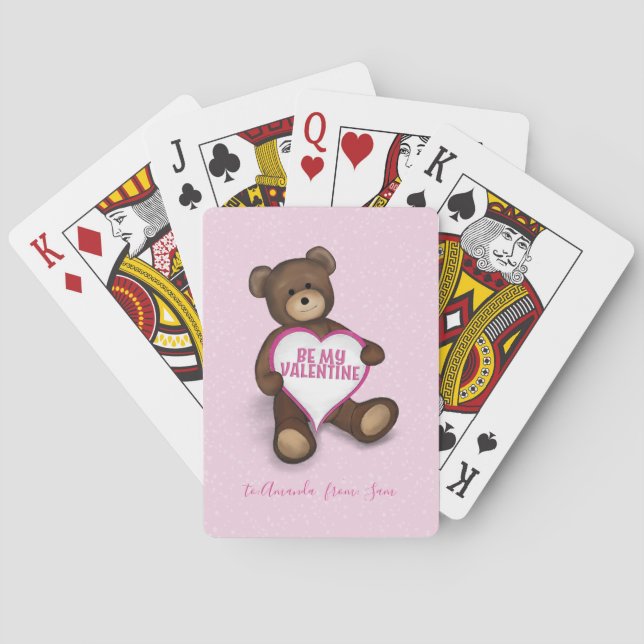 Jeu De Cartes Mignonne Saint Valentin Adorable Ours En Foucault (dos)