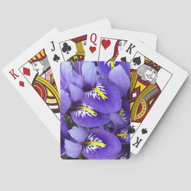 Jeu De Cartes Miniature Bleu Irises Printemps Floral (dos)