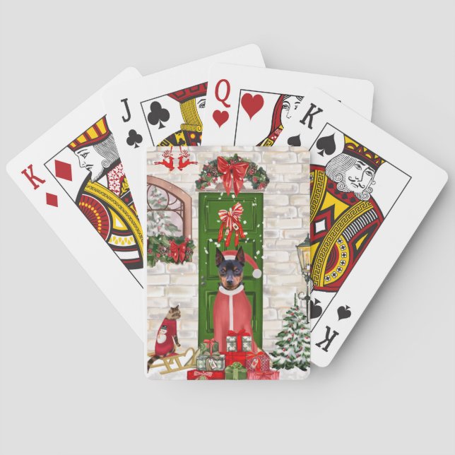 Jeu De Cartes Miniature Pinscher Chien Noël (dos)