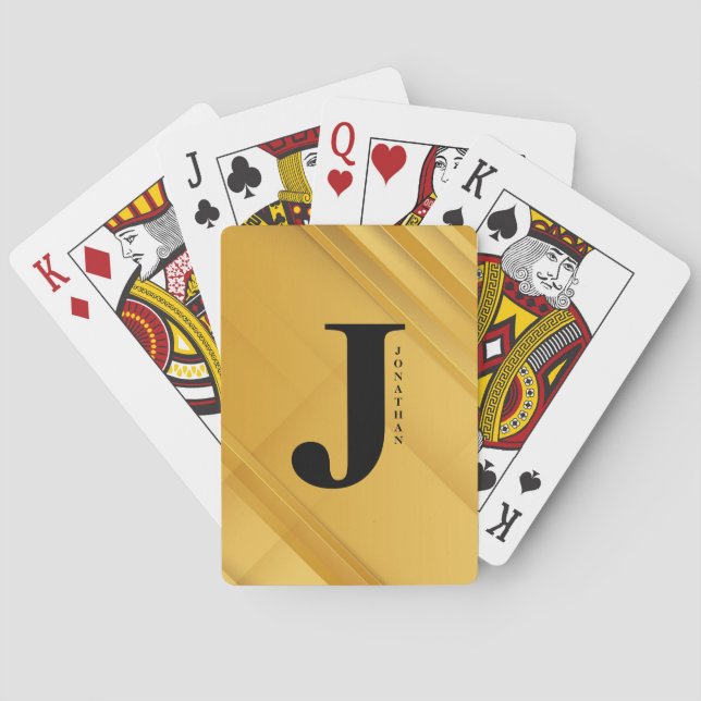 Jeu De Cartes Minimal Initial Letter Name Typography Design (dos)