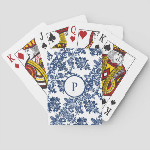 Jeu De Cartes Modèle bleu Damas de la marine classique