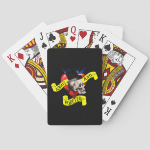 Jeu De Cartes Modèle crâne romatique et tatouage cardiaque
