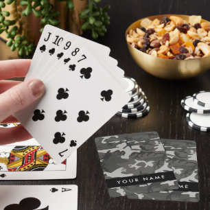Jeu De Cartes Modèle de camouflage gris, Votre nom, Personnalise