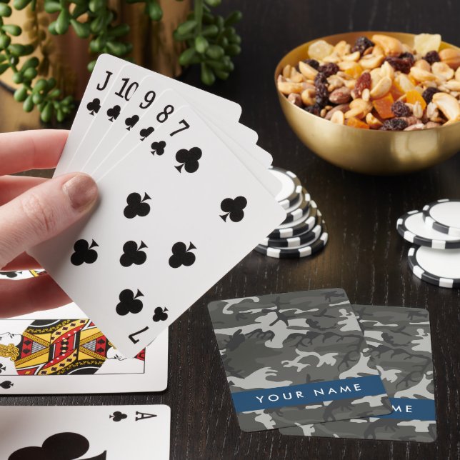 Jeu De Cartes Modèle de camouflage gris, Votre nom, Personnalise (In Situ)