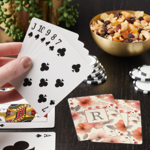 Jeu De Cartes Modèle de monogramme de jolie fleur personnalisé