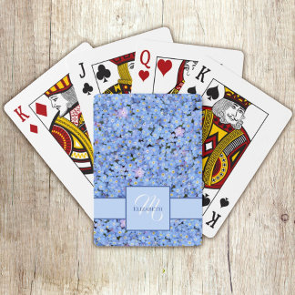 Jeu De Cartes Modèle de nom et monogramme floral bleu Forget Me