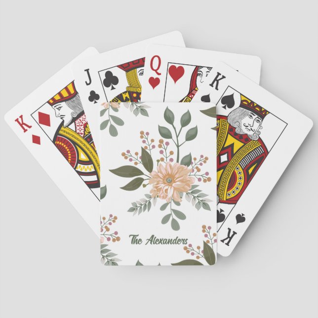 Jeu De Cartes Modèle floral - Cartes de jeu personnalisées (dos)