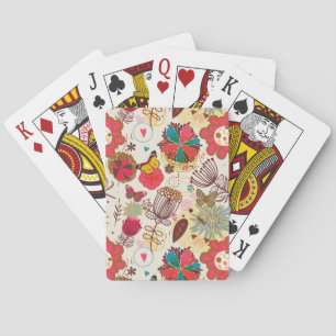 Jeu De Cartes Modèle floral dans style rétro 4