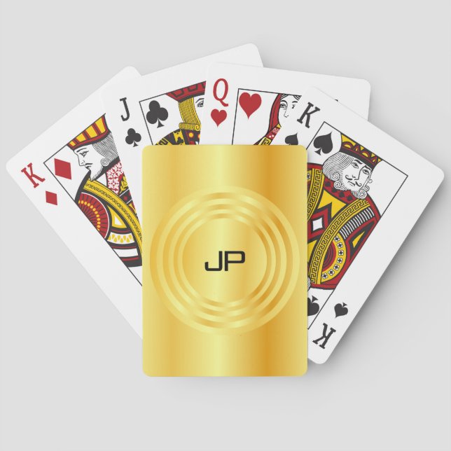 Jeu De Cartes Modèle monogramme moderne Elégant Faux Gold (dos)