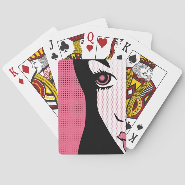 Jeu De Cartes Modern Comic Book Pop Art of Woman's Face (dos)