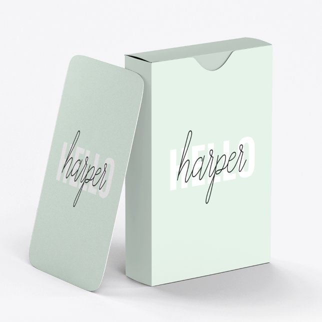 Jeu De Cartes Modern Pastel Mint Bonjour Et Vous Nom (Créateur téléchargé)