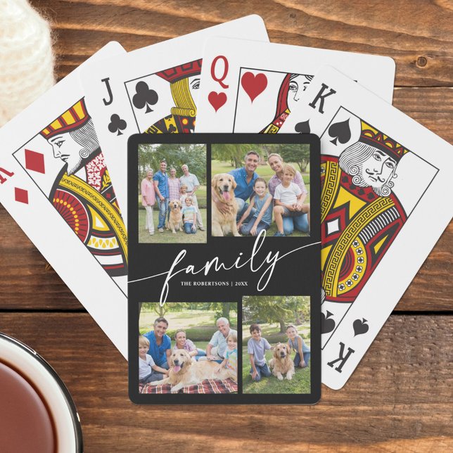 Jeu De Cartes Modern Photo Collage Family Script Keepsake (Créateur téléchargé)