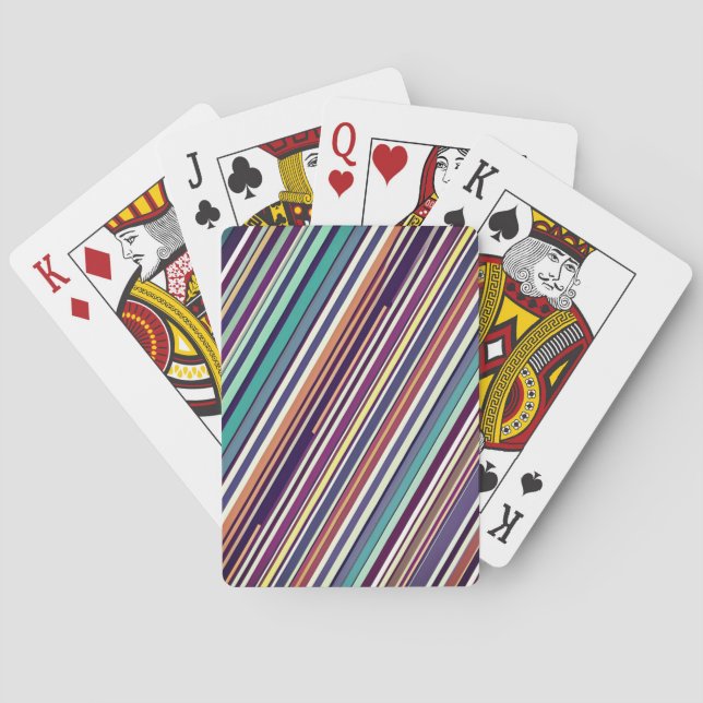 Jeu De Cartes Moderne Abstrait à Rayures Verticales en Plum et S (dos)