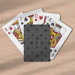 Jeu De Cartes Moderne Elegant Chic Black Star Motif Monogramme