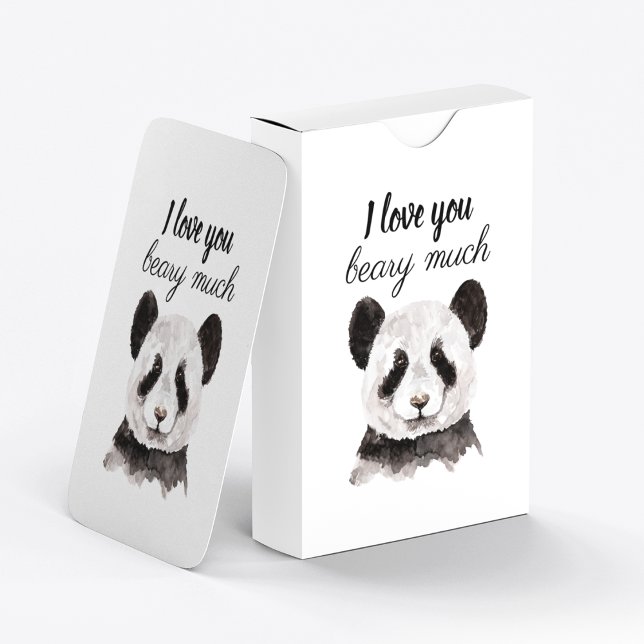 Jeu De Cartes Moderne Je T'Aime Beary Beaucoup Panda Noir Et Bla (Créateur téléchargé)
