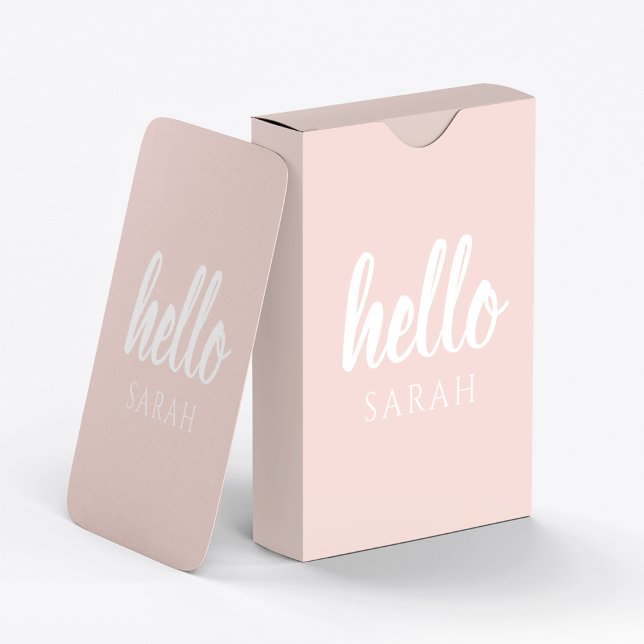 Jeu De Cartes Moderne Minimal Pastel Rose Bonjour Et Vous Nom (Créateur téléchargé)