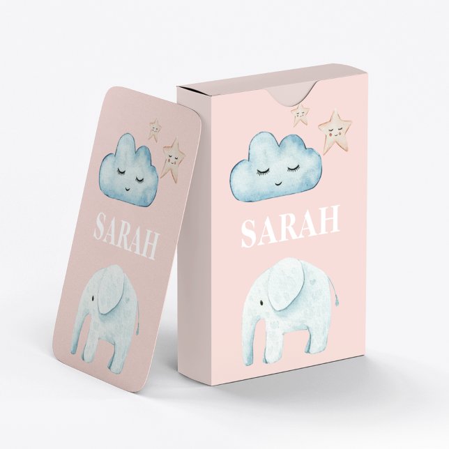 Jeu De Cartes Moderne Pastel Rose & Bleu Nom de l'enfant (Créateur téléchargé)