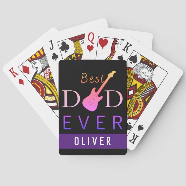 Jeu De Cartes Moderne Pour Lui Guitare Meilleur Papa Jamais Fête (dos)