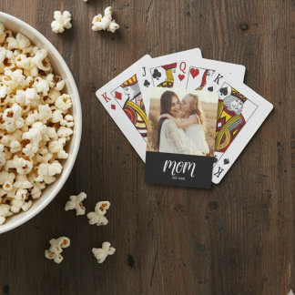 Jeu De Cartes Mom Established Script Black Photo Playing Cards